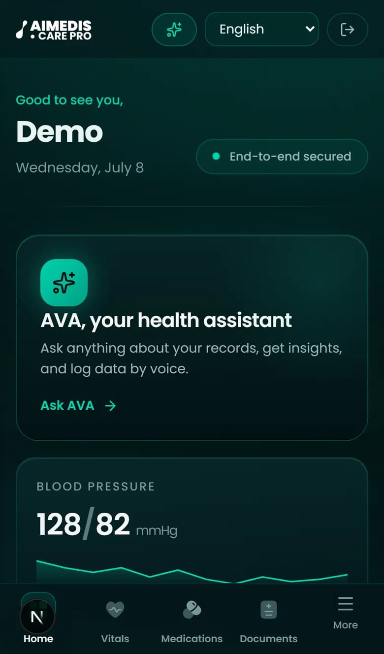 Aimedis Care Pro on a phone